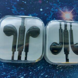 2pc BLACK Earbuds For iPhone IPad iPod Ear Pods Wired 3.5mm Headphone Sealed